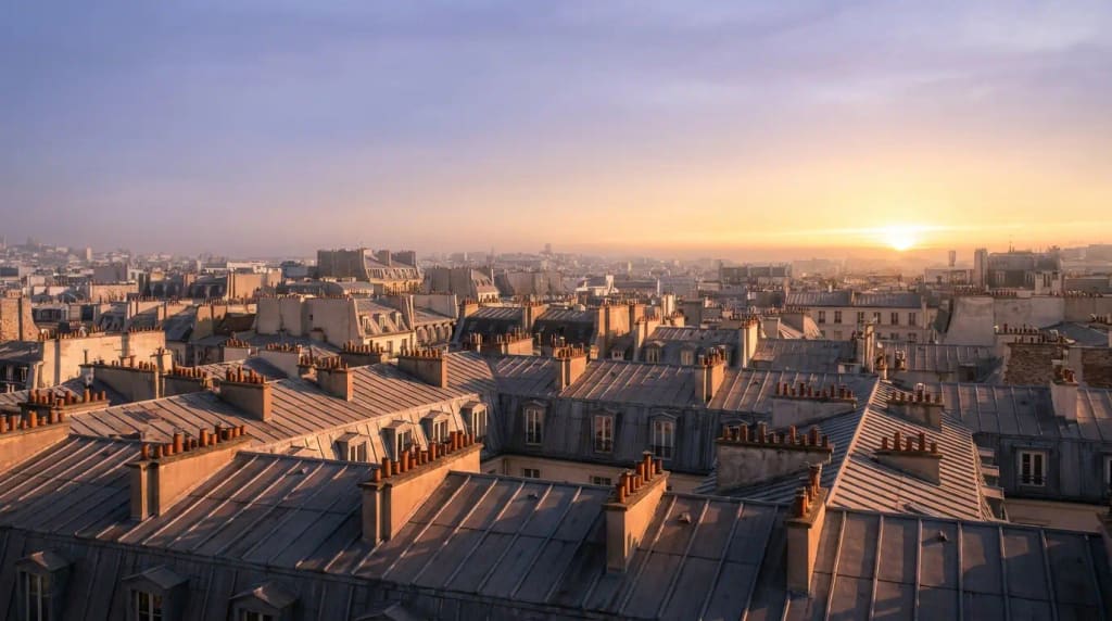 Toits de Paris à l’heure dorée